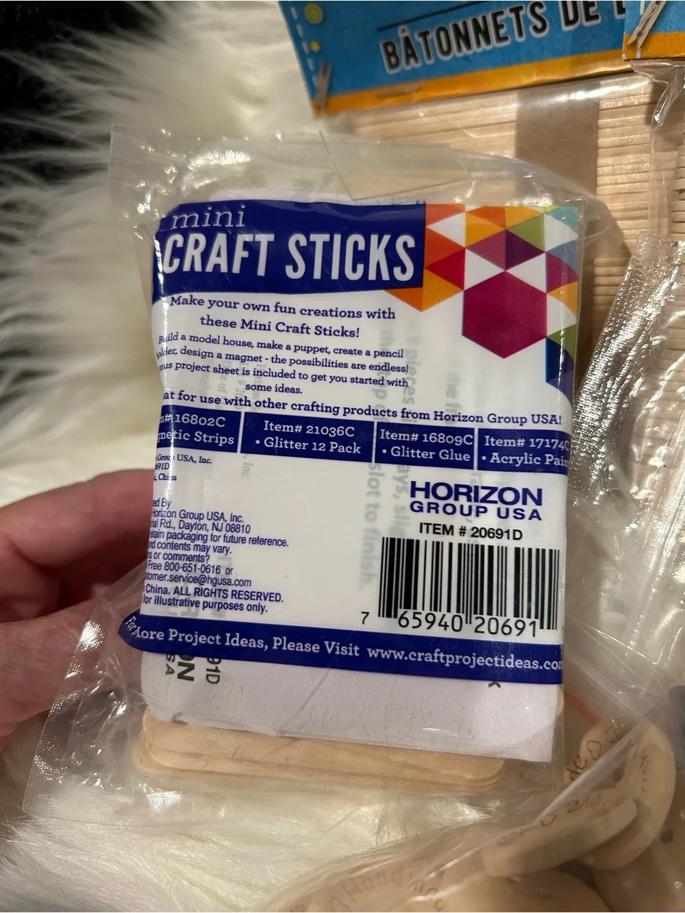Unbranded Natural Wood Craft Sticks and Buttons Set - Natural